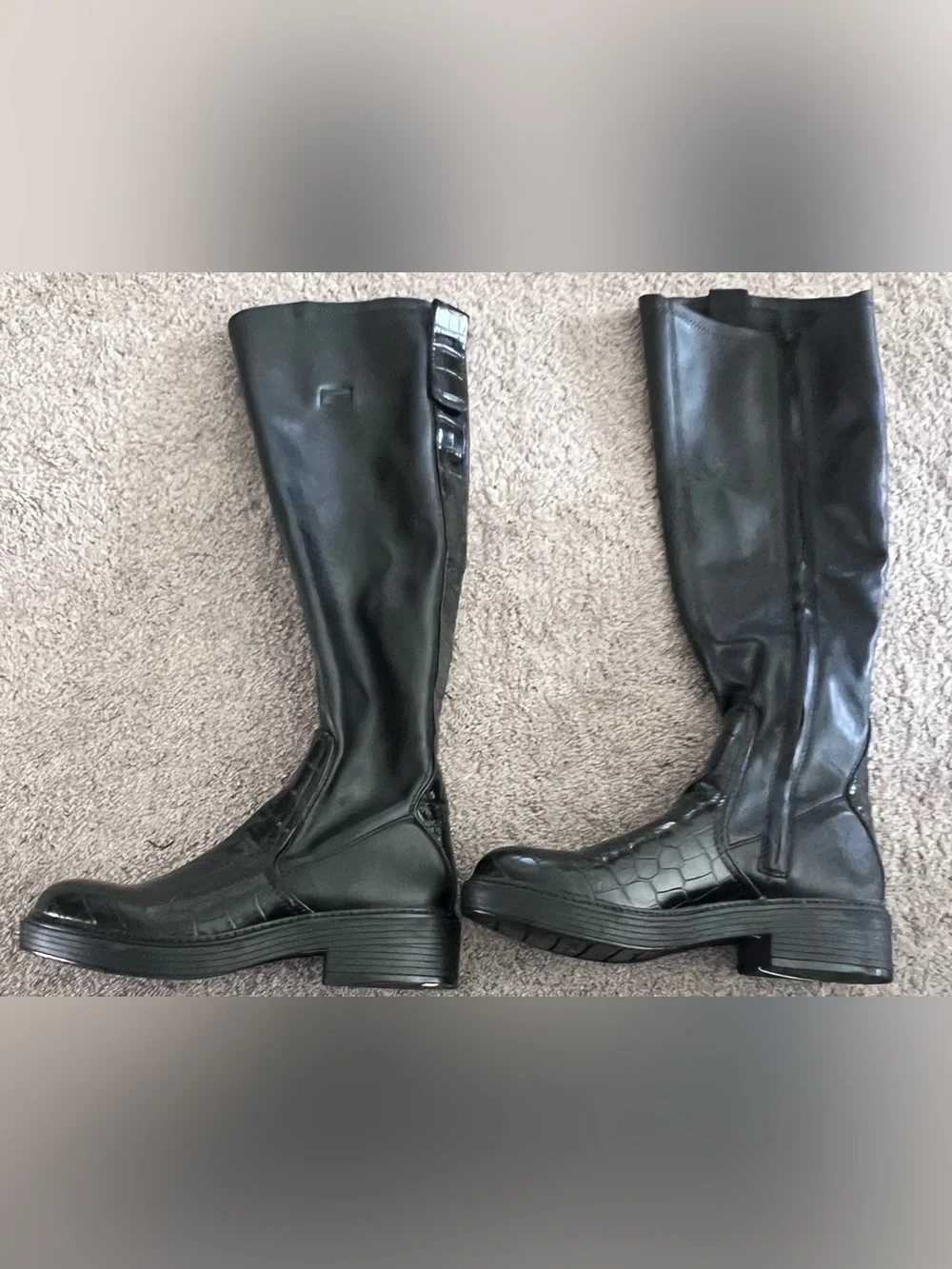 Franco Sarto Black Croc Embossed Keaton Knee High Boots/9.5